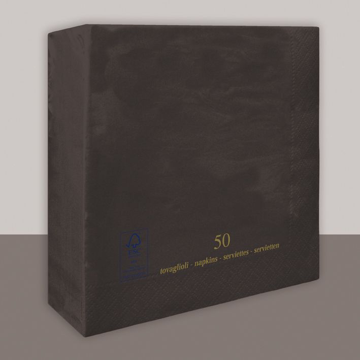 Tovagliolo Nero 2 Veli 25x25 cm 1800 Pezzi - Tirolix