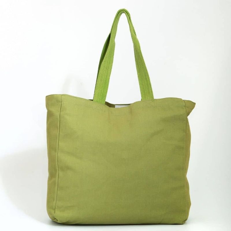 Shopper in Cotone Verde con Tasca 34x43x15 cm - Tirolix