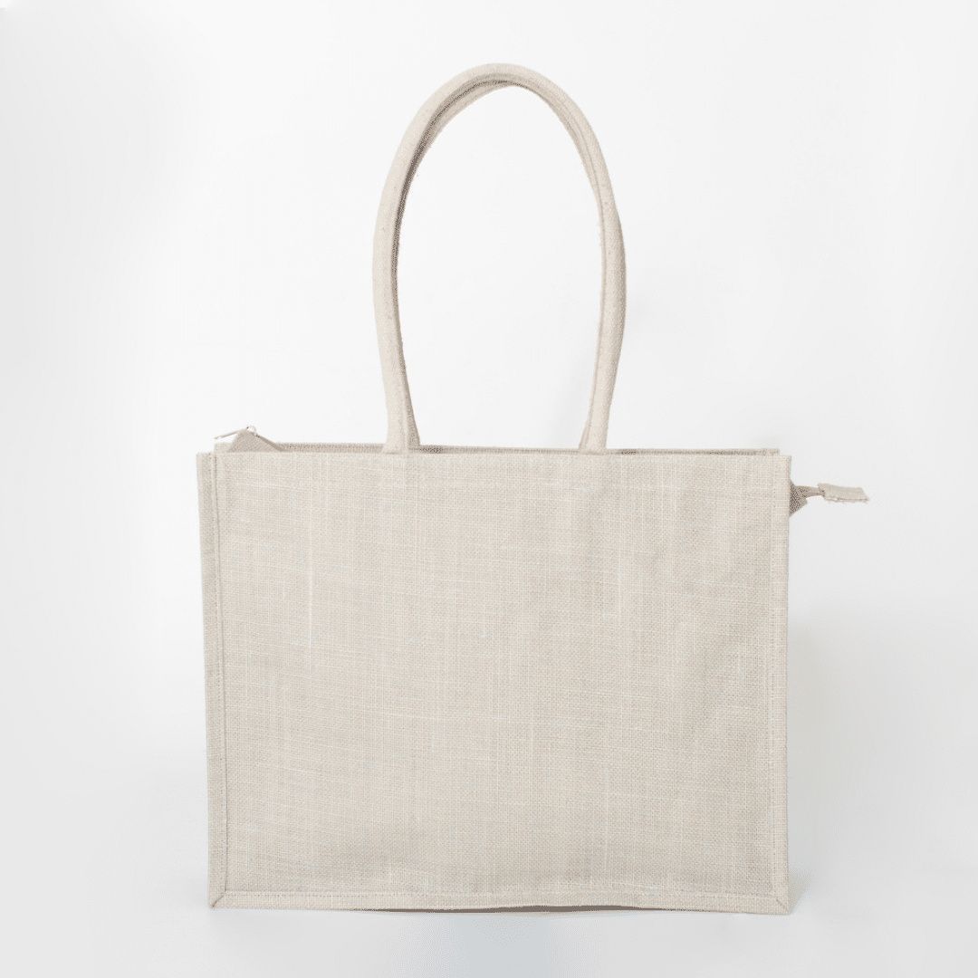 Shopper in Juta Grigia con Zip 35x45x15 cm - Tirolix