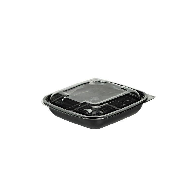 Set da 150 pezzi - Insalatiera quadrata nera con coperchio 750 ml - Firstpack
