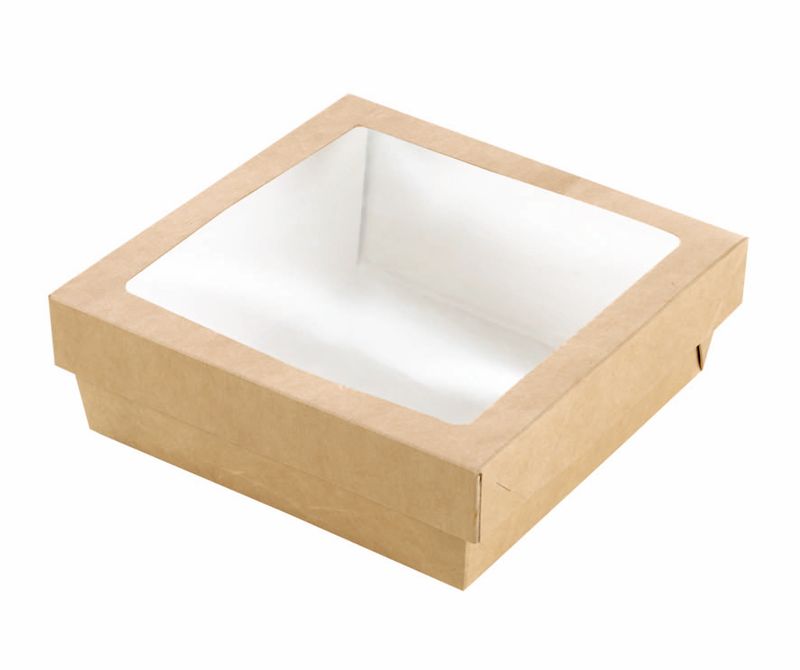Set da 250 pezzi - Scatola con finestra marrone con coperchio 15,5 x 15,5 x 5 cm - Firstpack