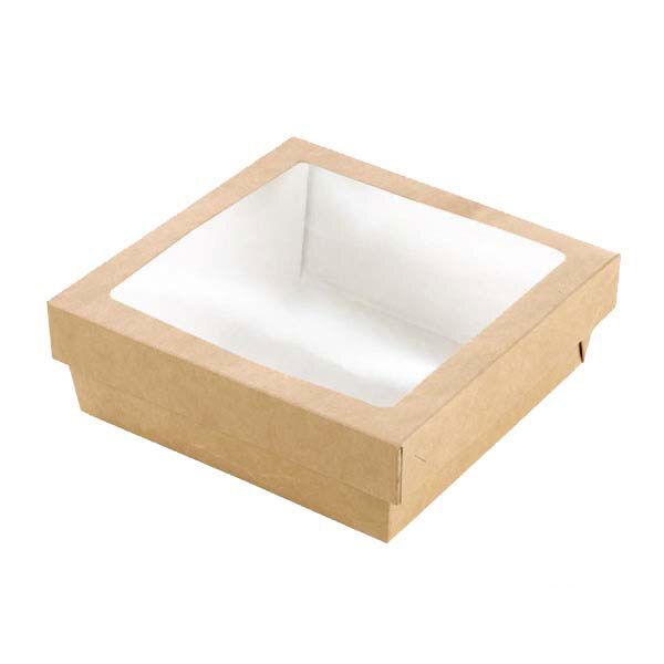 Set da 100 pezzi - Scatola quadrata con finestra marrone 22 x 22 cm - Firstpack
