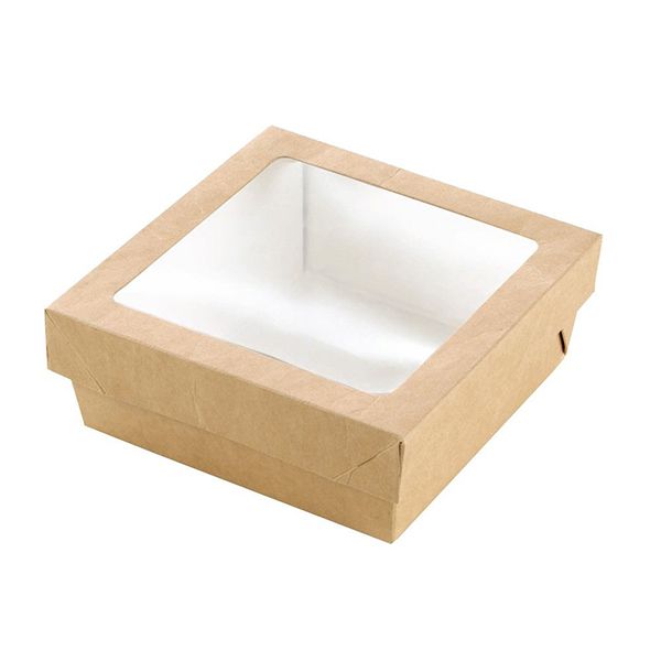 Set da 250 pezzi - Scatola quadrata con finestra marrone 13,5 x 13,5 cm - Firstpack