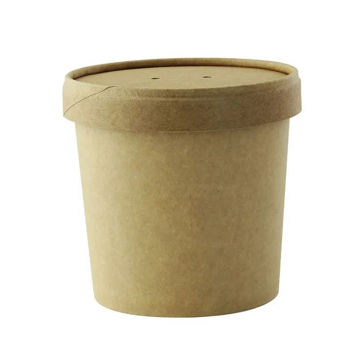 Set da 250 pezzi - Contenitore da zuppa marrone con coperchio 240 ml - Firstpack