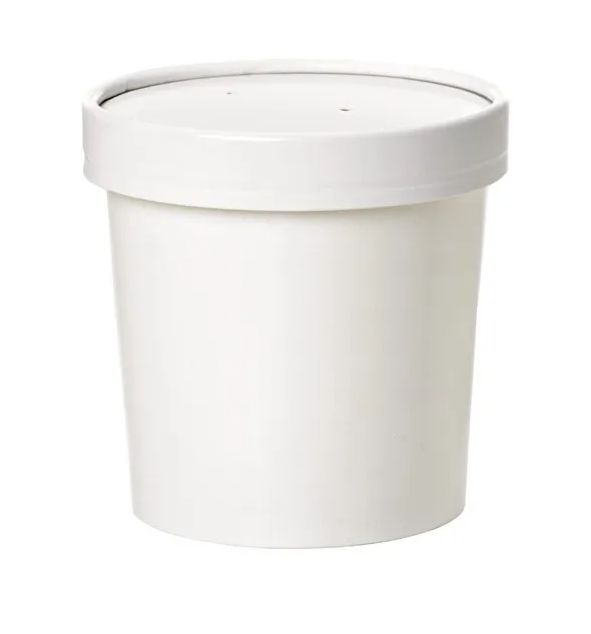 Set da 250 pezzi - Contenitore da zuppa bianco con coperchio 350 ml - Firstpack