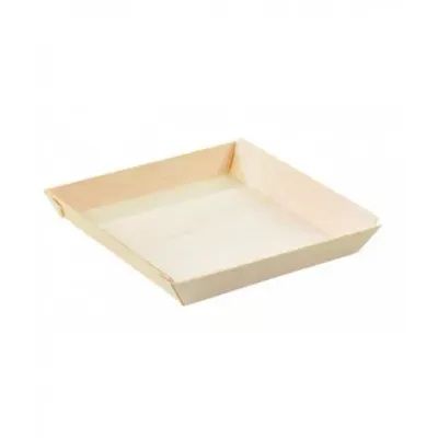 Set da 100 pezzi - Vassoio quadrato in legno 13 x 13 cm - Firstpack