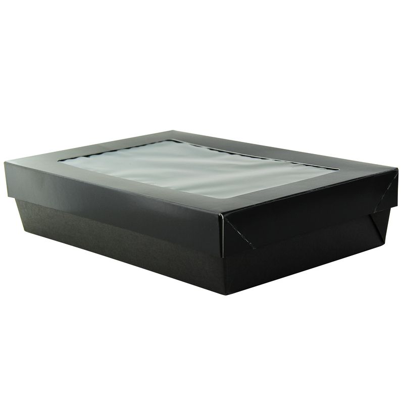 Set da 100 pezzi - Scatola con finestra nera con coperchio 22,5 x 15,5 cm - Firstpack