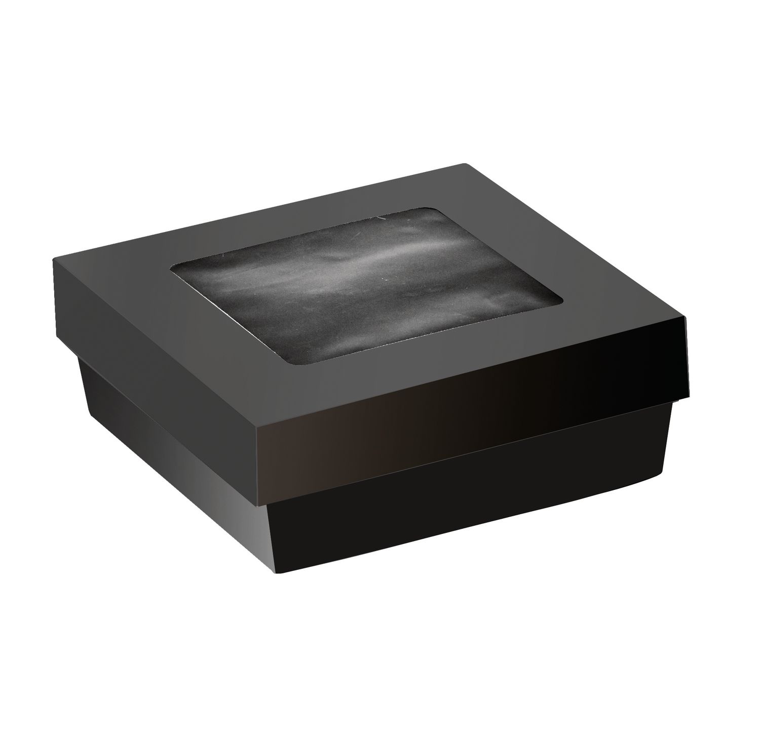 Set da 100 pezzi - Scatola quadrata con finestra nera con coperchio 13,5 x 13,5 cm - Firstpack