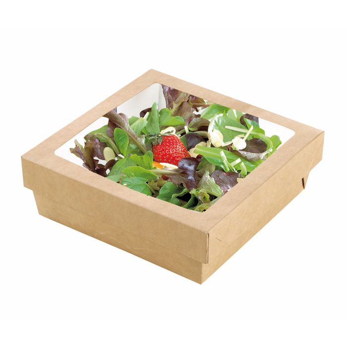 Set da 200 pezzi - Scatola quadrata per insalata 19 x 19 cm - Firstpack