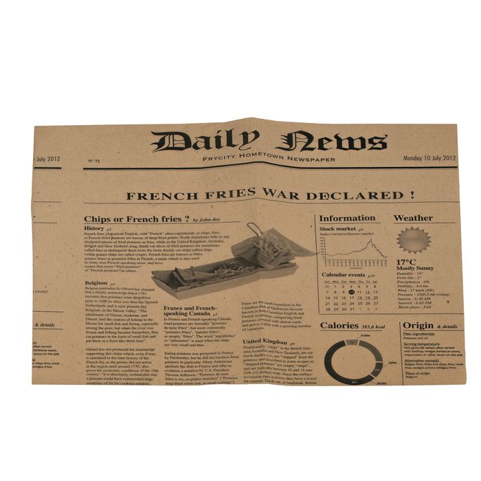 Set da 500 pezzi - Carta antiunto marrone con design giornale 38 x 40 cm - Firstpack