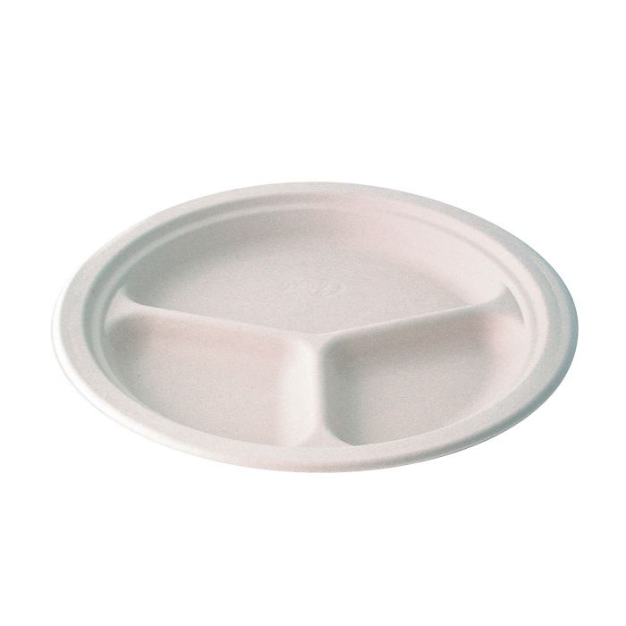 Set da 500 pezzi - Piatto rotondo con 3 scomparti 26,2 cm - Firstpack