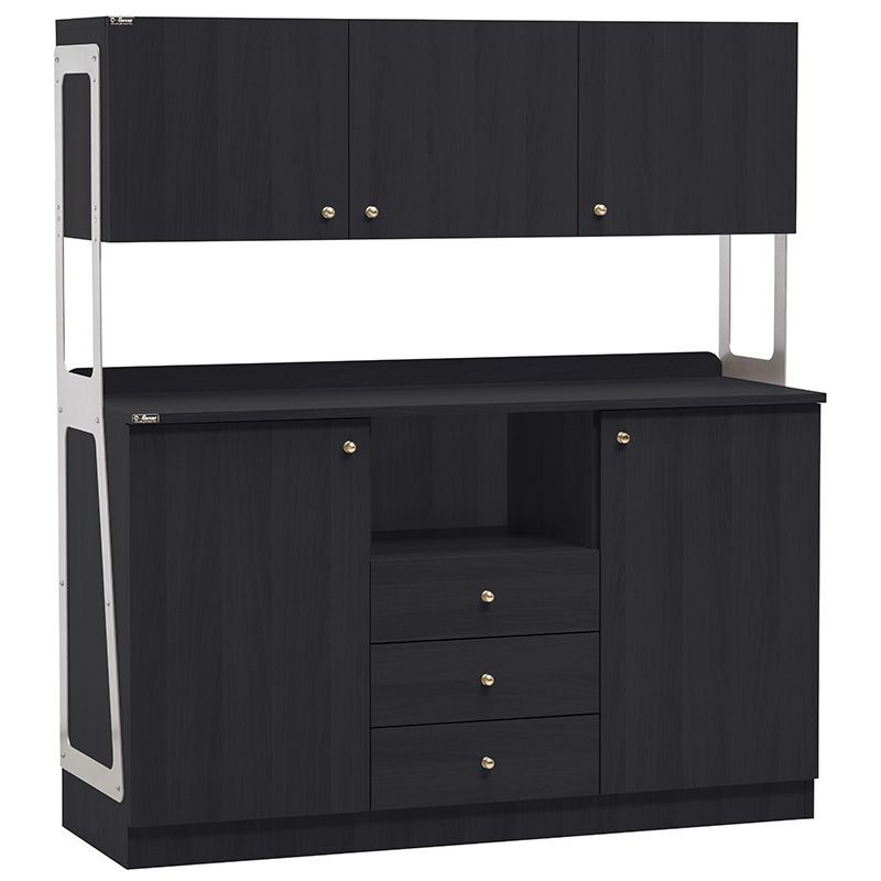 Mobile in Legno Alto 136 x 48 cm Nero - Forcar