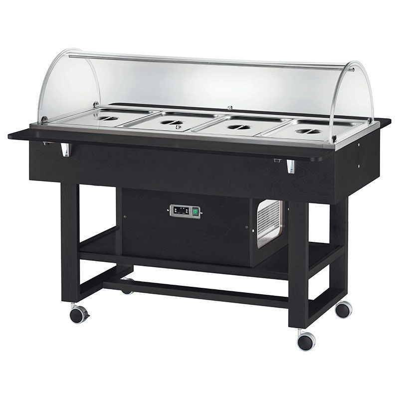 Carrello Refrigerato in Legno con Cupola 4 x GN 1/1 Nero - Forcar