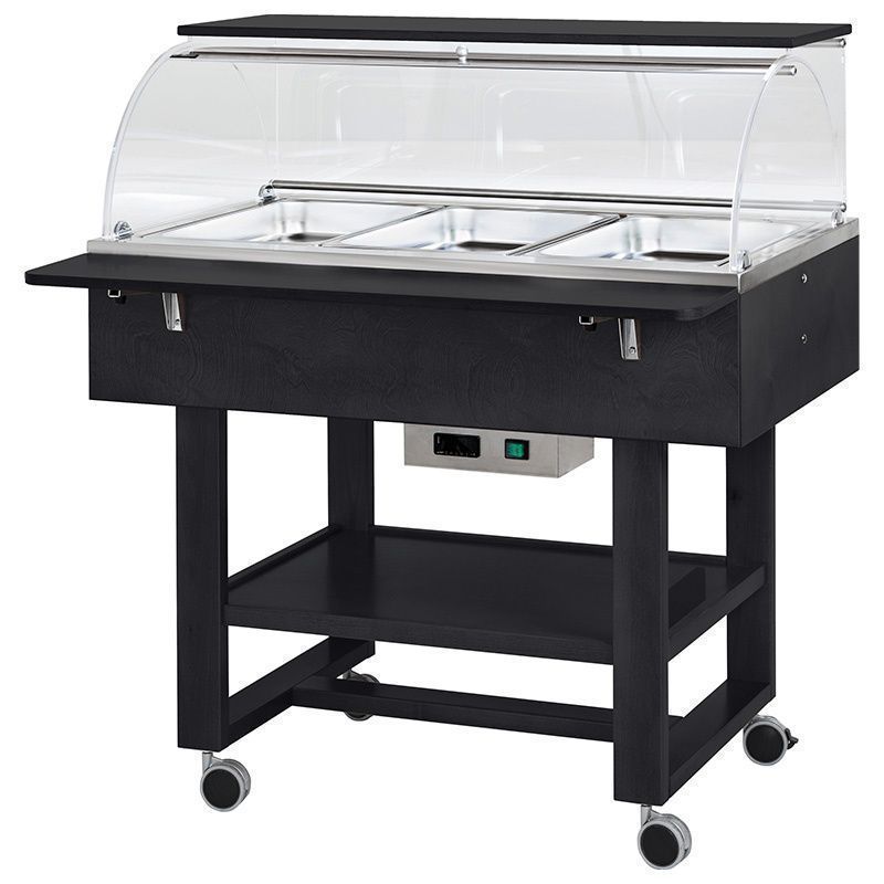 Carrello Termico a Bagnomaria in Legno 3 x GN 1/1 Nero - Forcar