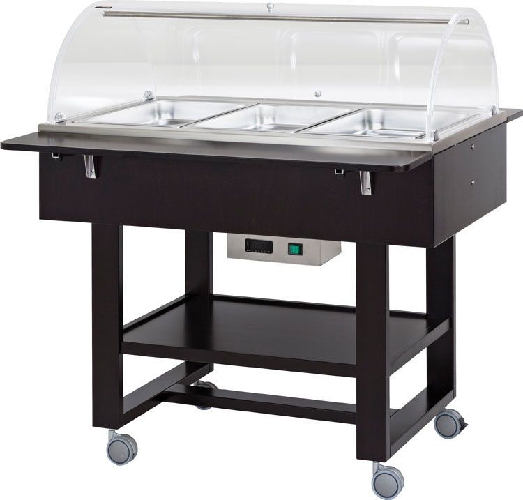 Carrello Termico a Bagnomaria con Cupola 3 x GN 1/1 Nero - Forcar