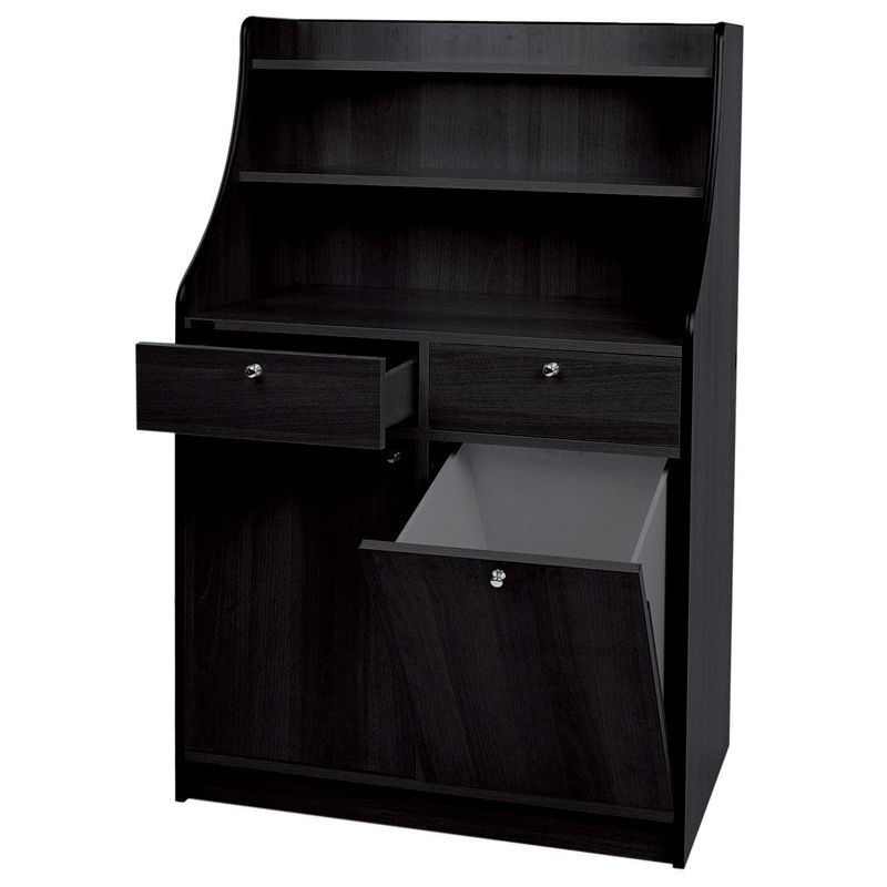 Mobile di Servizio in Legno con Tramoggia 95 x 49 cm Nero - Forcar