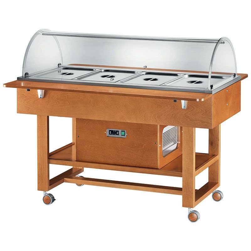 Carrello Refrigerato in Legno con Cupola 4 x GN 1/1 Noce - Forcar