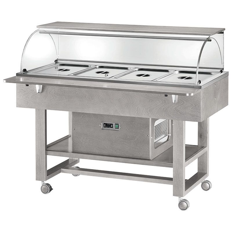 Carrello Refrigerato in Legno 4 x GN 1/1 Grigio Cenere - Forcar