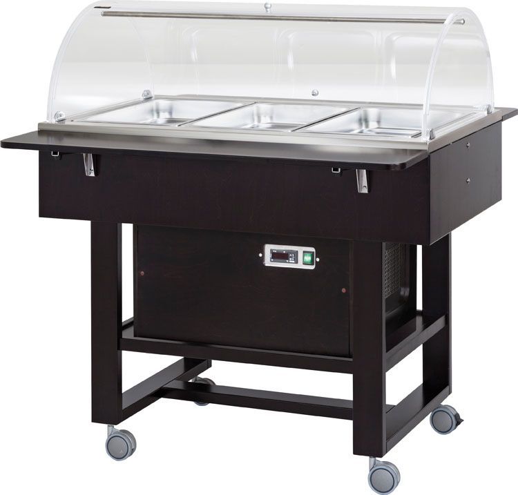 Carrello Refrigerato in Legno con Cupola 3 x GN 1/1 Nero - Forcar