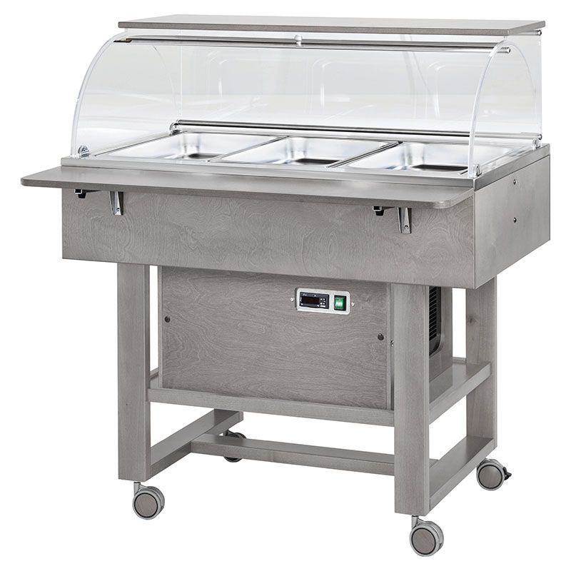 Carrello Refrigerato in Legno 3 x GN 1/1 Grigio Cenere - Forcar