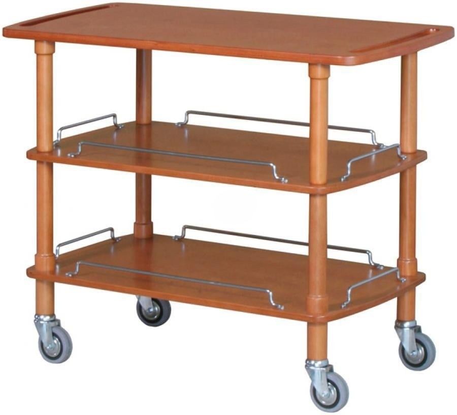 Carrello di Servizio in Legno 3 Piani 110 x 55 cm Noce - Forcar
