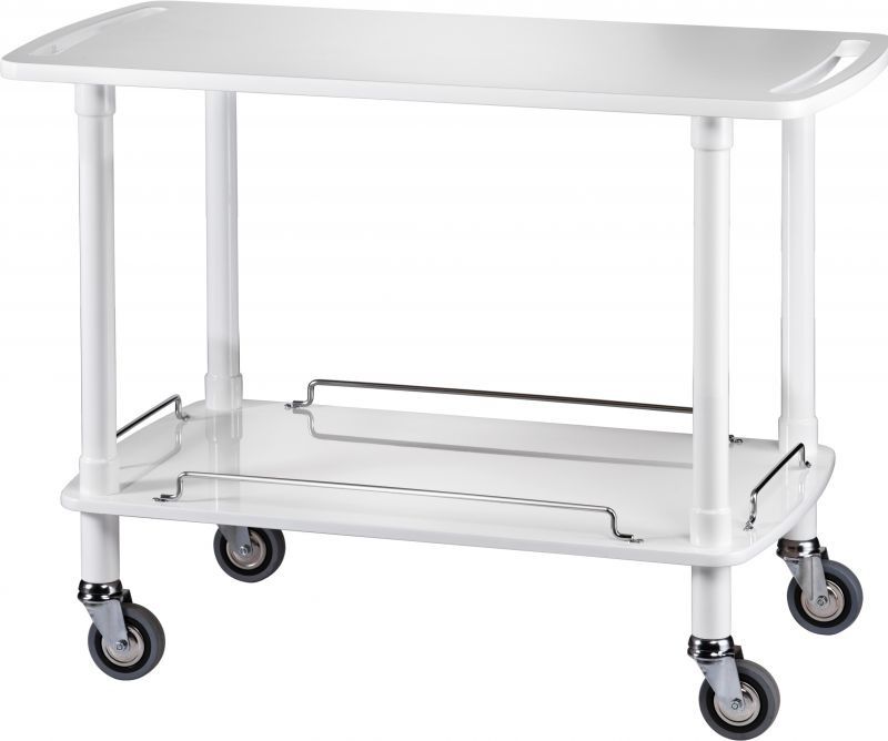 Carrello di Servizio in Legno 2 Piani 110 x 55 cm Laccato Bianco - Forcar