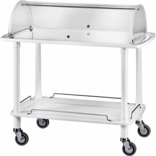 Carrello di Servizio in Legno con Cupola 2 Piani 110 x 55 cm Laccato Bianco - Forcar