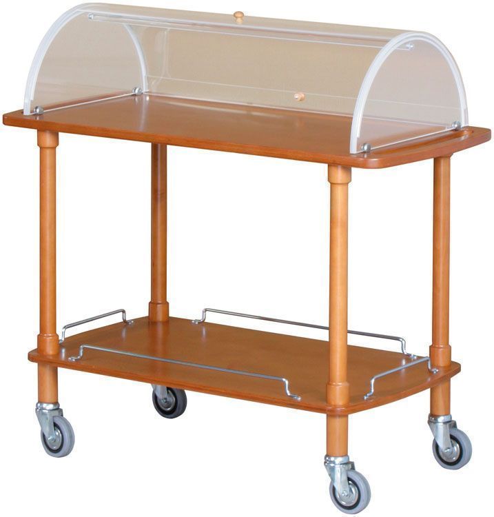 Carrello di Servizio in Legno con Cupola 2 Piani 110 x 55 cm Noce - Forcar
