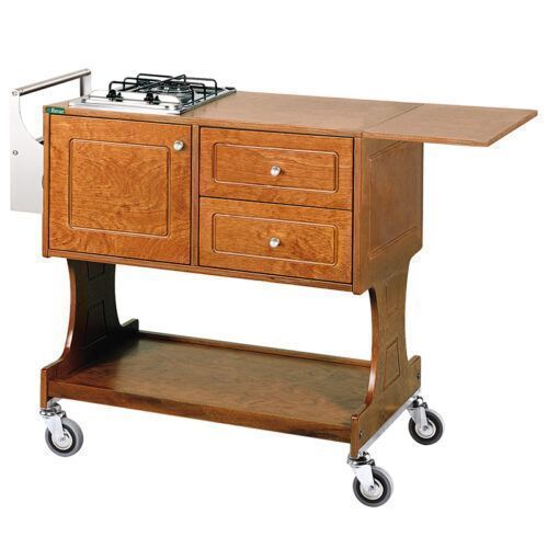 Carrello Flambè con 1 Piastra Fuoco 145 x 58 cm Noce - Forcar