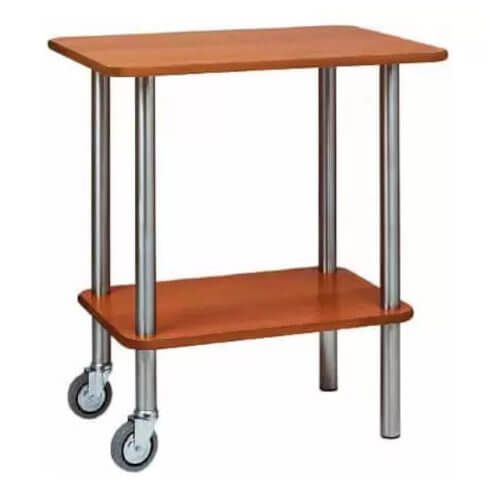 Carrello Guéridon 2 Piani 2 Ruote 70 x 50 cm Noce - Forcar