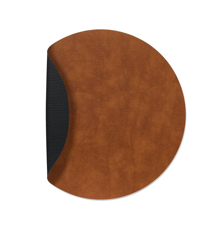 Tovaglietta Double Circle Bull Cognac/ Bull Black 40 cm - Lind DNA