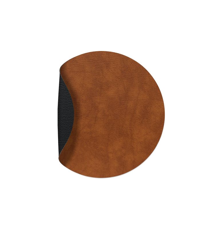 Tovaglietta Double Circle Bull Cognac/ Bull Black 30 cm - Lind DNA