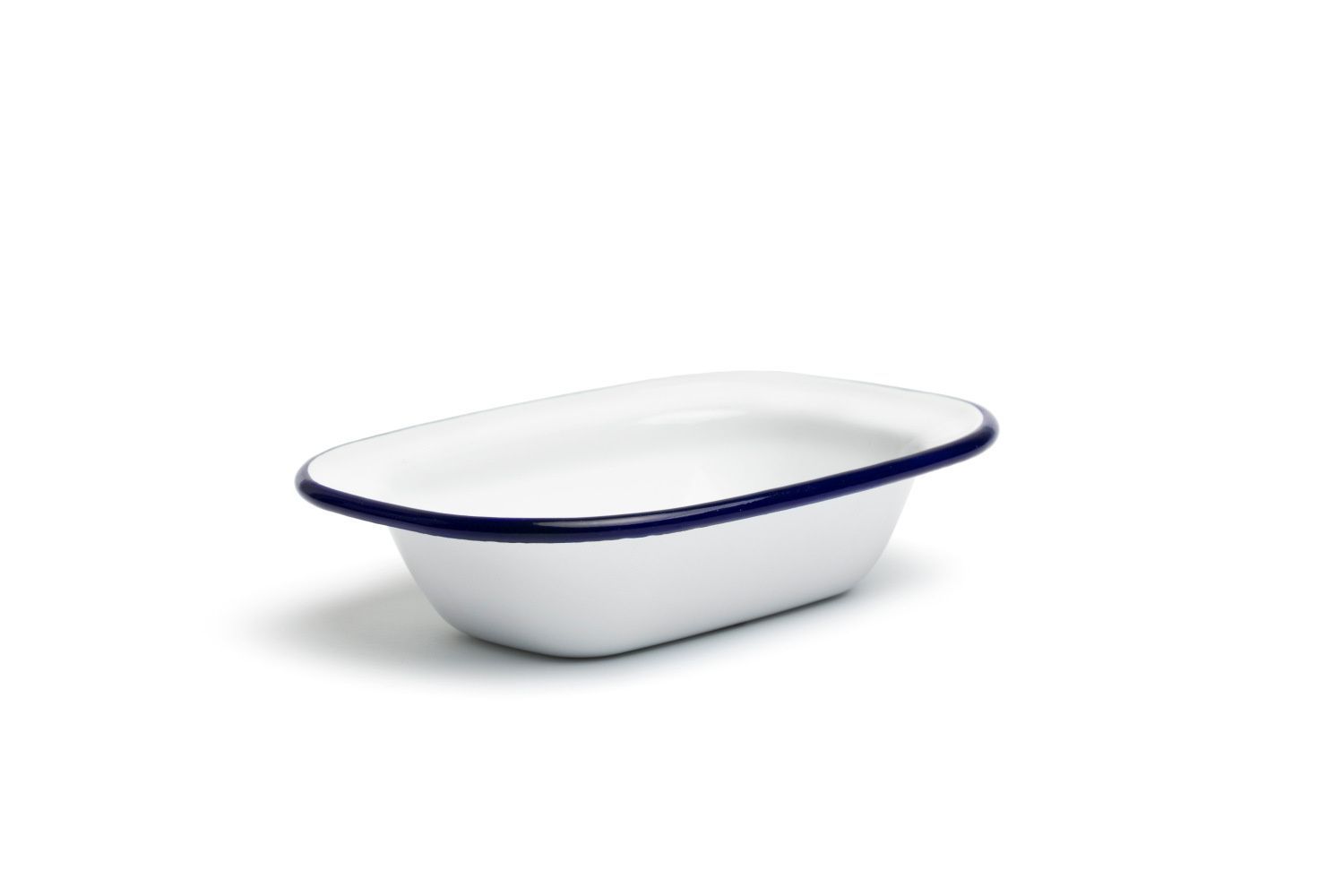 Ciotola Rettangolare Ferro Smaltato 16 cm Bianco Azzurro - Comas