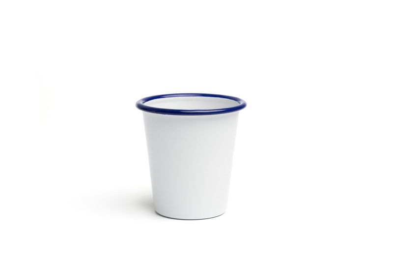 Bicchiere Ferro Smaltato 8 x 12 cm Altezza Bianco Azzurro - Comas