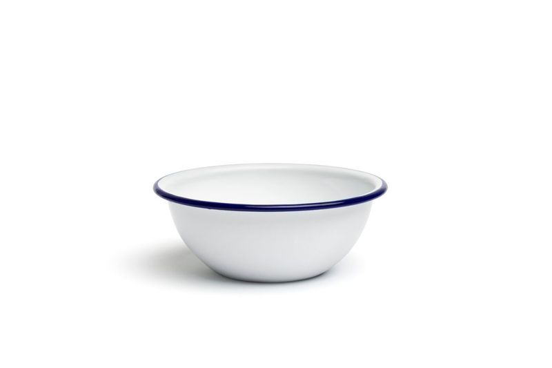 Ciotola Ferro Smaltato 14 cm Bianco Azzurro - Comas