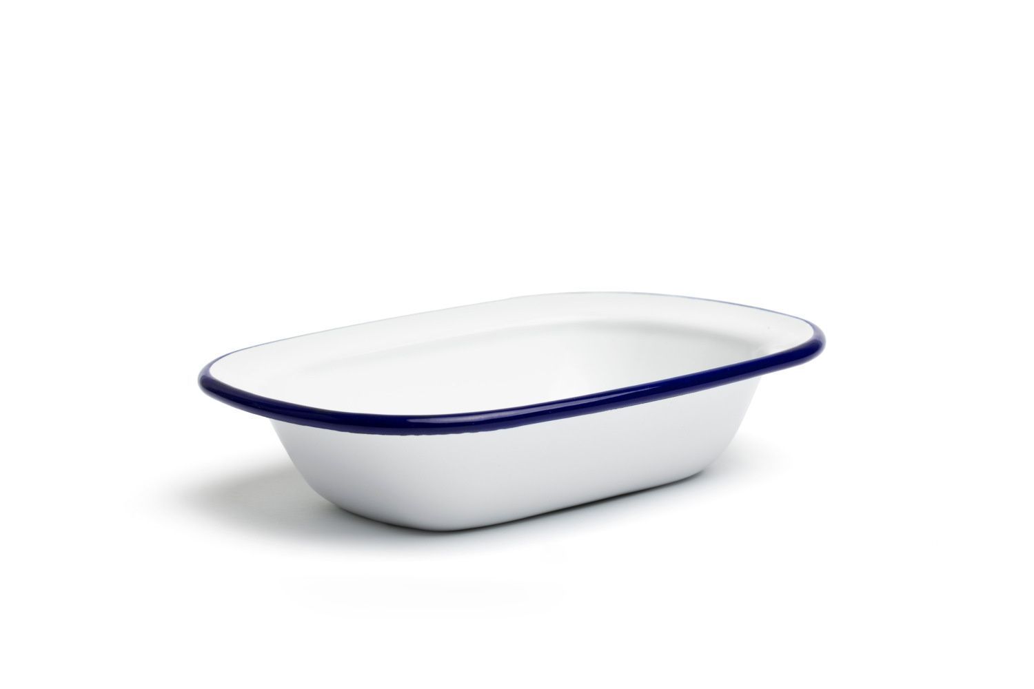 Ciotola Rettangolare Ferro Smaltato 18 cm Bianco Azzurro - Comas