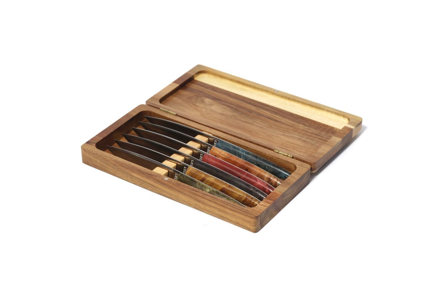 Scatola Di Legno 6 Coltelli Bistecca Colorate Mix - Comas