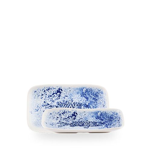 Vassoio Profondo Natural 22 x 13 cm Inked Collection Fresco Blue - Churchill