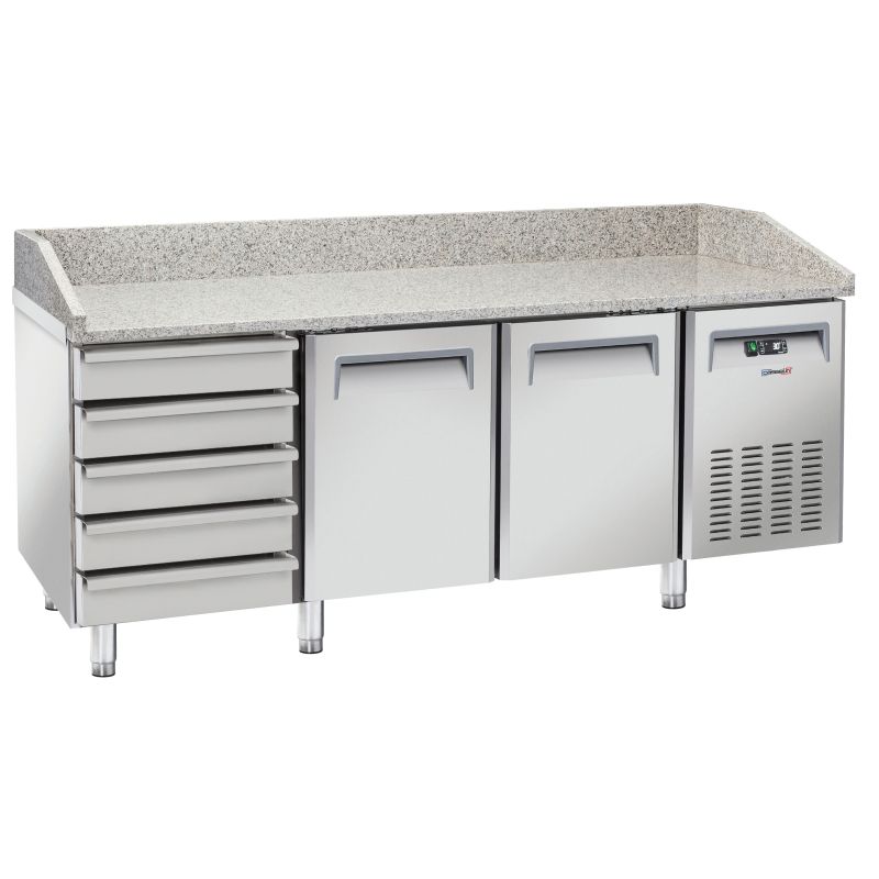 Tavolo per Pizza Refrigerato 5 Cassetti 2 Porte - Casselin