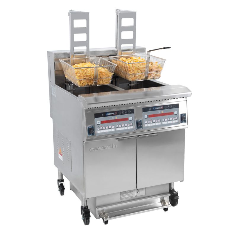 Friggitrice Elettrica con Sollevamento Automatico e Sistema di Filtraggio Olio 2 x 22 l 17+17kw - Casselin