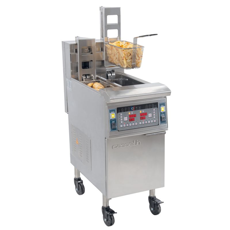 Friggitrice Elettrica con Sollevamento Automatico e Sistema di Filtraggio Olio 2 x 12 l 17kw - Casselin