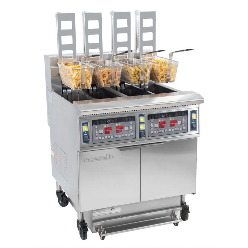 Friggitrice Elettrica con Sollevamento Automatico e Sistema di Filtraggio Olio 4 x 12 l 17+17kw - Casselin