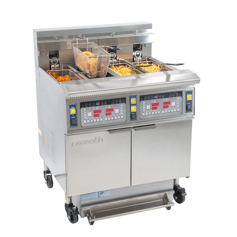Friggitrice Elettrica con Sistema di Filtraggio Olio 4 x 12 l 17+17kw - Casselin