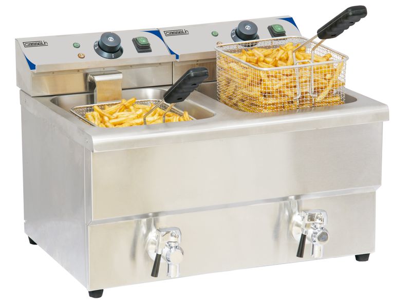 Friggitrice Elettrica con Scarico Olio 2 x 8 l - Casselin