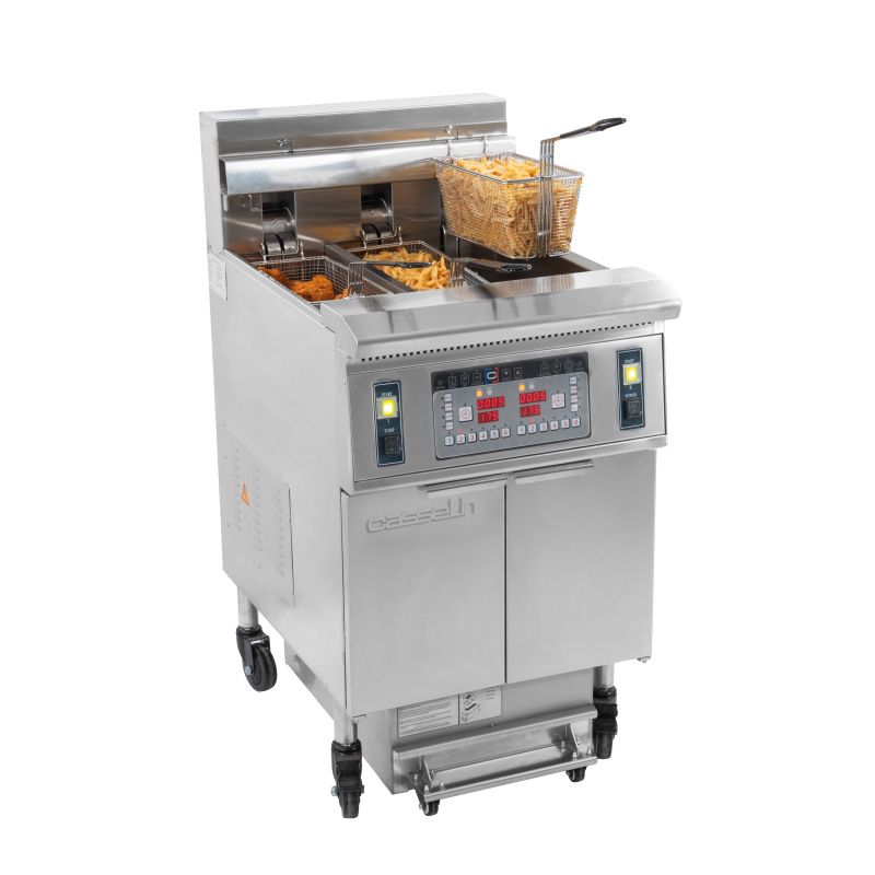 Friggitrice Elettrica con Sistema di Filtraggio Olio 12 + 22 l 8,5+17kw - Casselin
