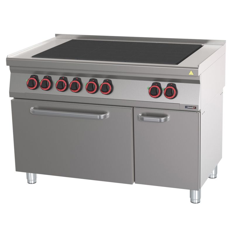 Fornello Elettrico 6 Piastre con Forno Elettrico Statico GN 2/1 120 - Casselin