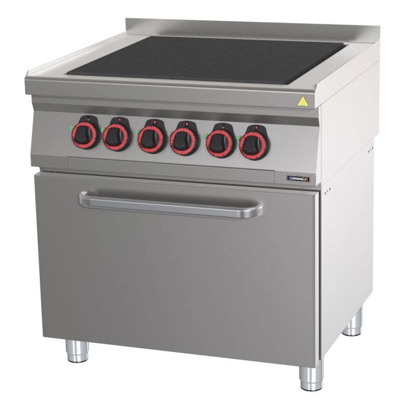Fornello Elettrico 4 Piastre con Forno Elettrico Ventilato GN 2/1 80 - Casselin
