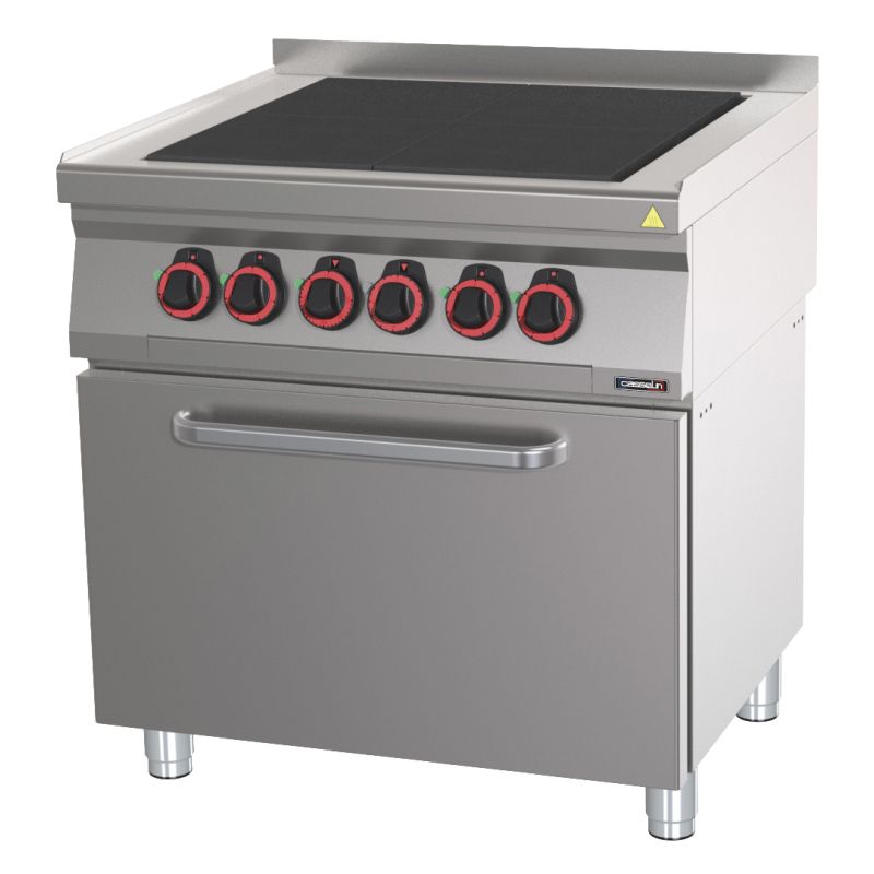 Fornello Elettrico 4 Piastre con Forno Elettrico Ventilato GN 1/1 80 - Casselin