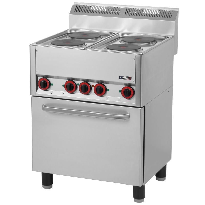 Fornello Elettrico 4 Fuochi con Forno Elettrico Ventilato GN 1/1 66 - Casselin