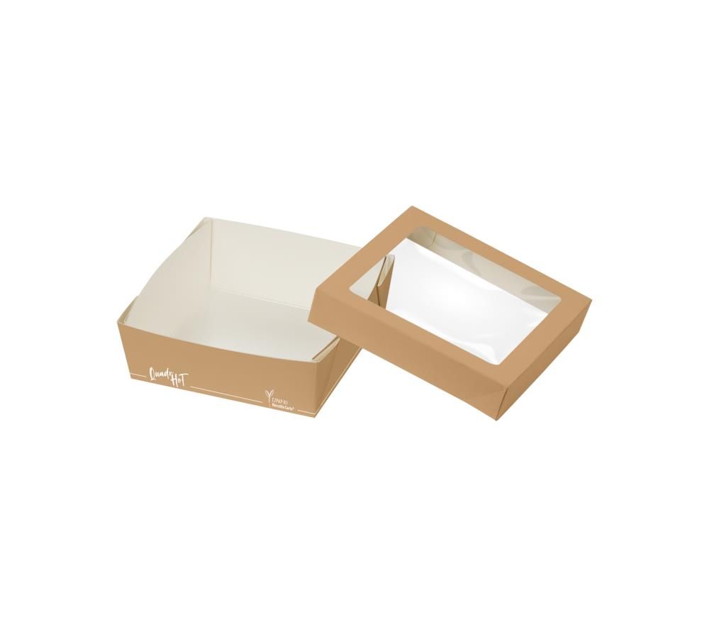 Set 200 Box con coperchio in carta pet 13,5 x 13,5 cm Quadr-Hot - Byo